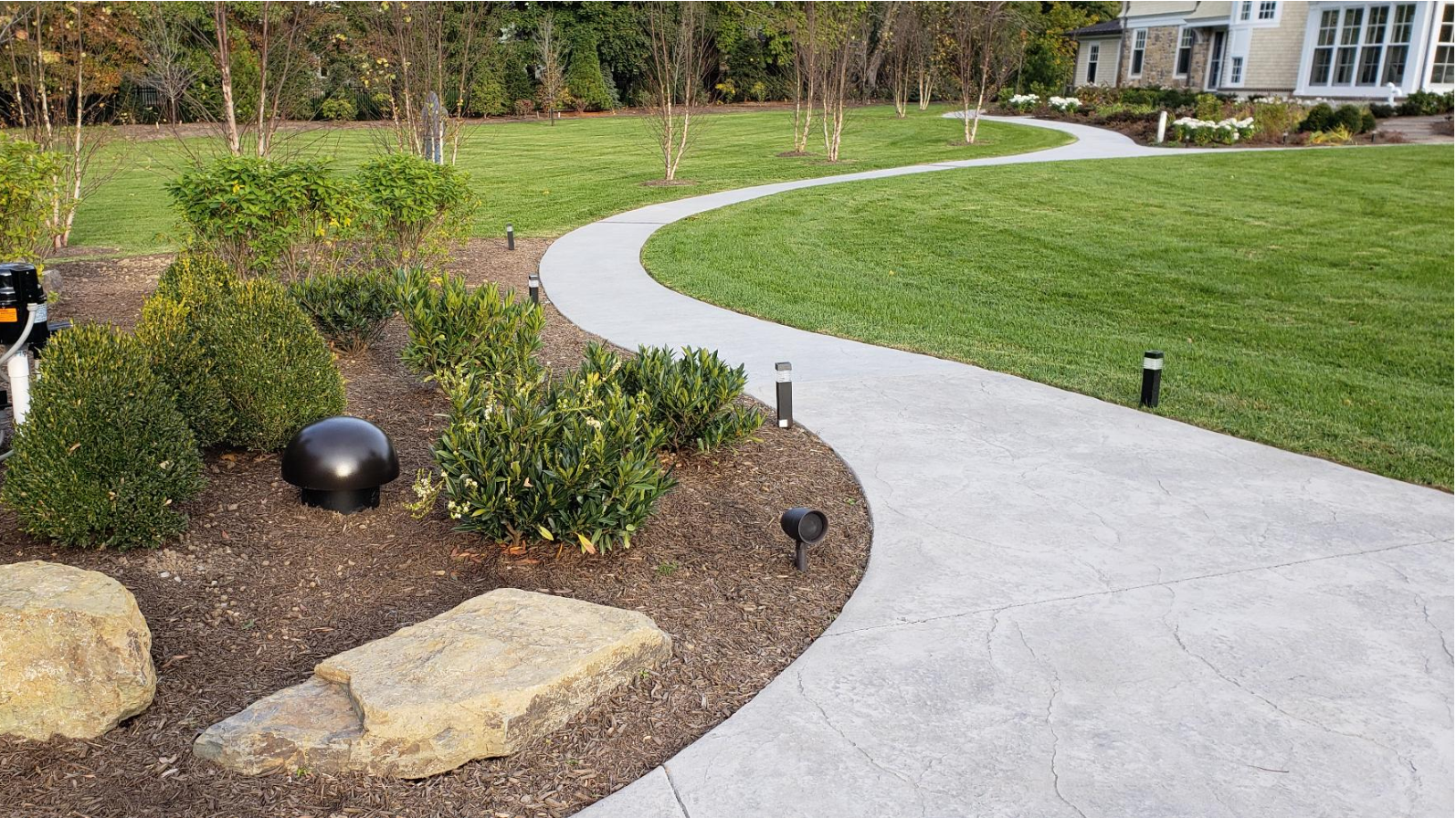 Walkway and hardscaping for backyard oasis in Lower Gwynedd Township, Montgomery County, PA. Alta provided various engineering services for this property, including Civil Engineering & Land Development, Structural Engineering, Land Survey, Permitting, and Construction Inspection & Testing services. Architecture by Archer Buchanan Architecture. Construction by Cherokee Construction.